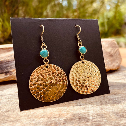 Turquoise Drop Modern earrings Brass Ethnic, rustic, yoga, hippie, gypsy, pretty, psy, bohemian, festival