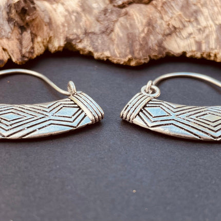 Aztec Inca Style Silver Earrings; Tunnels Ear Weights, Ethnic, Geometric, rustic, hippie, gypsy, pretty, psy, boho, bohemian, festival