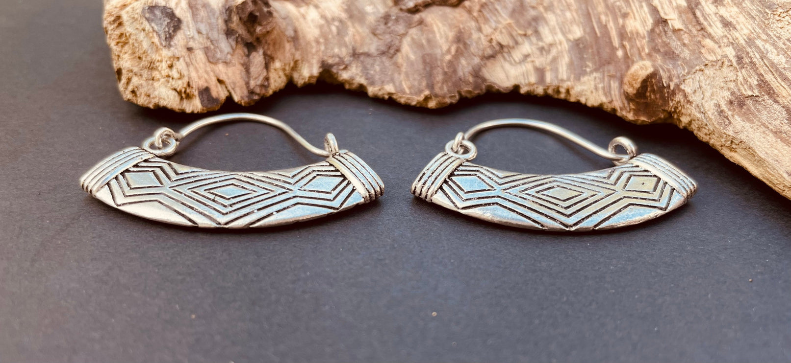 Aztec Inca Style Silver Earrings; Tunnels Ear Weights, Ethnic, Geometric, rustic, hippie, gypsy, pretty, psy, boho, bohemian, festival