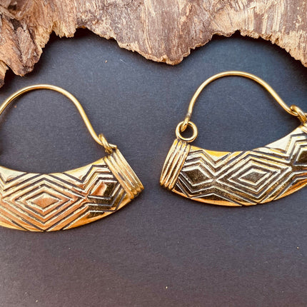 Aztec Inca Style Silver Earrings; Tunnels Ear Weights, Brass Ethnic, Geometric, rustic, hippie, gypsy, pretty, psy, boho, bohemian, festival