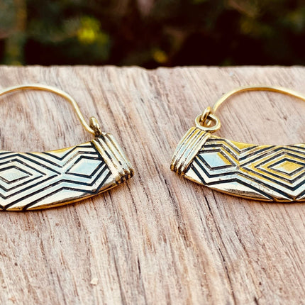 Aztec Inca Style Silver Earrings; Tunnels Ear Weights, Brass Ethnic, Geometric, rustic, hippie, gypsy, pretty, psy, boho, bohemian, festival