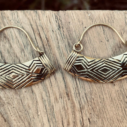 Aztec Inca Style Silver Earrings; Tunnels Ear Weights, Brass Ethnic, Geometric, rustic, hippie, gypsy, pretty, psy, boho, bohemian, festival