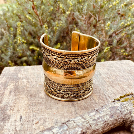 Large Brass Cuff Bracelet / Tribal / Mens Bracelet / Boho / Ethnic / Rustic / Bohemian / Hippie / Gypsy / Jewellery / Mens jewelery