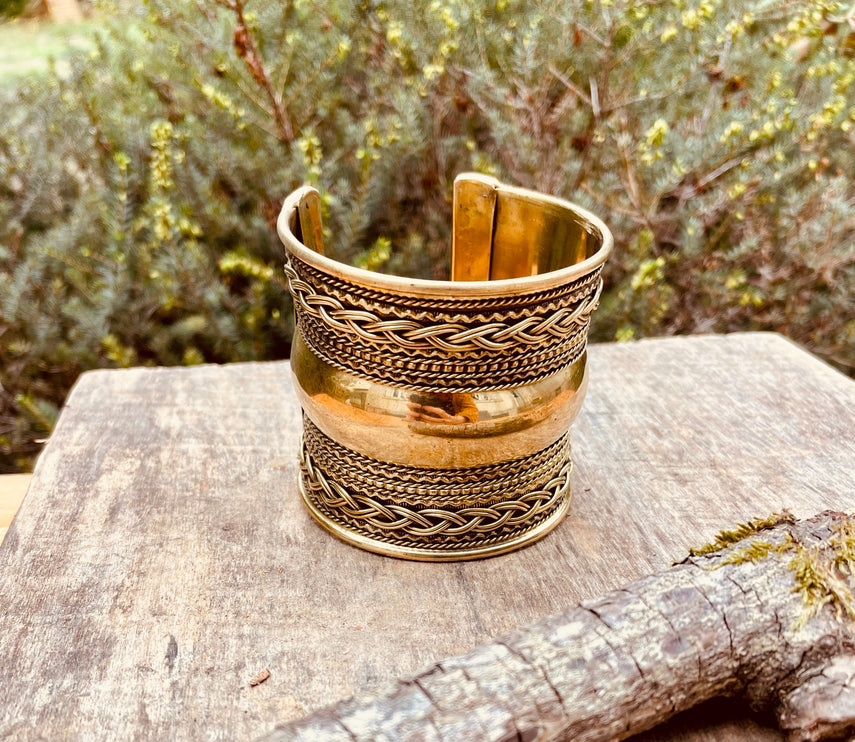 Large Brass Cuff Bracelet / Tribal / Mens Bracelet / Boho / Ethnic / Rustic / Bohemian / Hippie / Gypsy / Jewellery / Mens jewelery