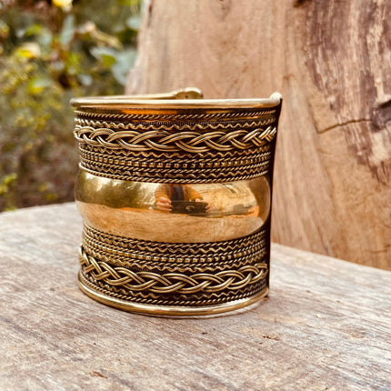 Large Brass Cuff Bracelet / Tribal / Mens Bracelet / Boho / Ethnic / Rustic / Bohemian / Hippie / Gypsy / Jewellery / Mens jewelery