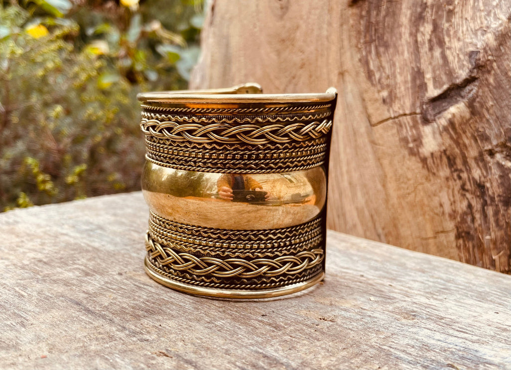 Large Brass Cuff Bracelet / Tribal / Mens Bracelet / Boho / Ethnic / Rustic / Bohemian / Hippie / Gypsy / Jewellery / Mens jewelery