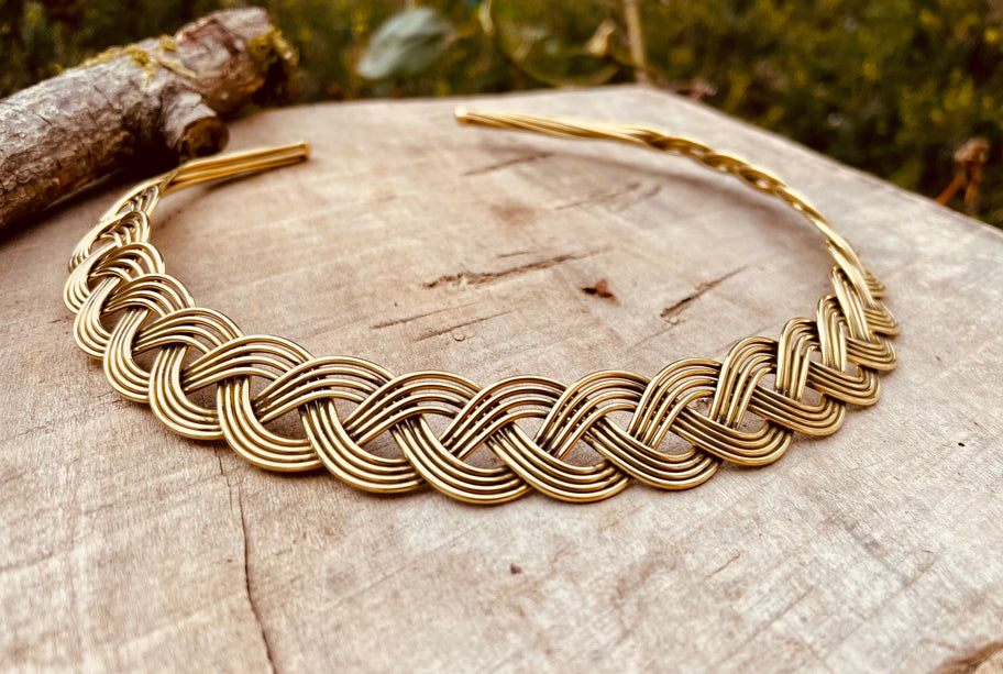 Celtic Choker Brass Necklace / Rustic / Gypsy / Lightweight / Boho / Tribal / Hippie / Rustic / Vegan / Aztec
