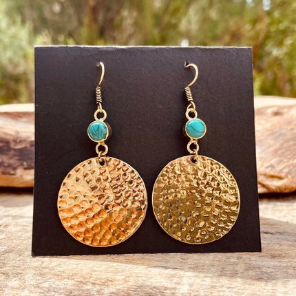 Turquoise Drop Modern earrings Brass Ethnic, rustic, yoga, hippie, gypsy, pretty, psy, bohemian, festival