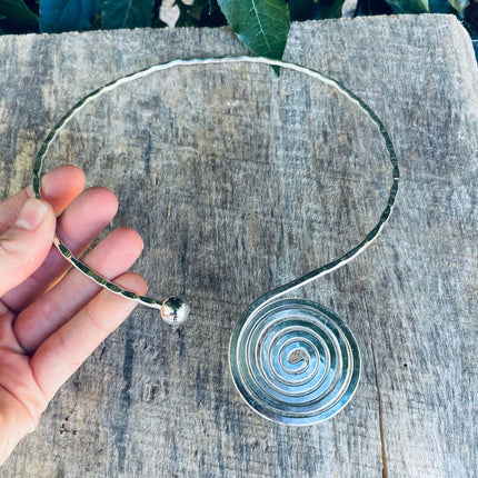 Silver Choker Ethnic Necklace / Rustic / Gypsy / Lightweight / Boho / Tribal / Hippie / Rustic / Vegan / Aztec