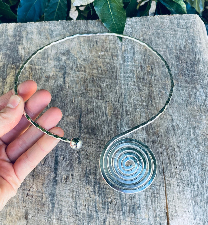 Silver Choker Ethnic Necklace / Rustic / Gypsy / Lightweight / Boho / Tribal / Hippie / Rustic / Vegan / Aztec