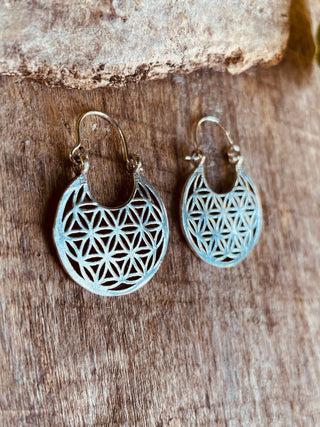 Small Boho Silver Hoop Earrings; Ethnic, Geometric, Small, Rustic, Yoga, Hippie, Gypsy, Pretty, Ssy, Boho, Bohemian, Festival