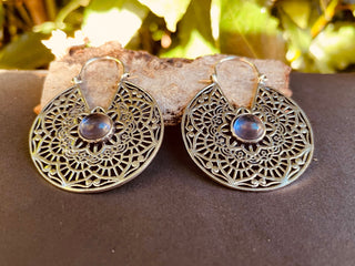 Amethyst & Silver Hoop Earrings Ethnic, rustic, yoga, hippie, gypsy, pretty, psy, boho, bohemian, festival