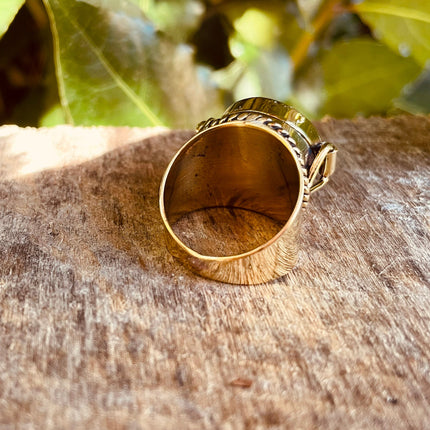 Gold Poison Ring / Brass & Turquoise / Alchemy / Locket Ring / Boho / Bohemian / Rustic / Tribal / Gypsy / Festival / Healing / Festival