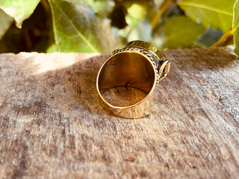 Gold Poison Ring / Brass & Turquoise / Alchemy / Locket Ring / Boho / Bohemian / Rustic / Tribal / Gypsy / Festival / Healing / Festival