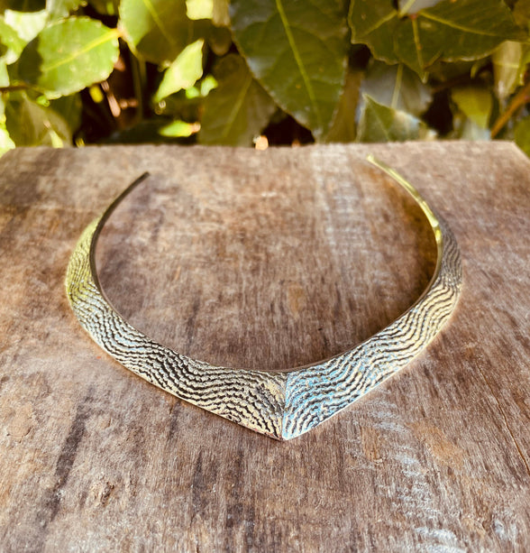 Golden Choker Ethnic Necklace / Rustic / Gypsy / Lightweight / Boho / Tribal / Hippie / Rustic / Vegan / Aztec