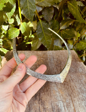 Silver Choker Ethnic Necklace / Rustic / Gypsy / Lightweight / Boho / Tribal / Hippie / Rustic / Vegan / Aztec