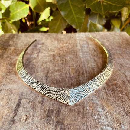 Golden Choker Ethnic Necklace / Rustic / Gypsy / Lightweight / Boho / Tribal / Hippie / Rustic / Vegan / Aztec