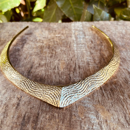 Golden Choker Ethnic Necklace / Rustic / Gypsy / Lightweight / Boho / Tribal / Hippie / Rustic / Vegan / Aztec