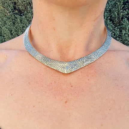 Golden Choker Ethnic Necklace / Rustic / Gypsy / Lightweight / Boho / Tribal / Hippie / Rustic / Vegan / Aztec