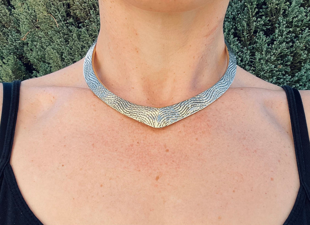 Golden Choker Ethnic Necklace / Rustic / Gypsy / Lightweight / Boho / Tribal / Hippie / Rustic / Vegan / Aztec