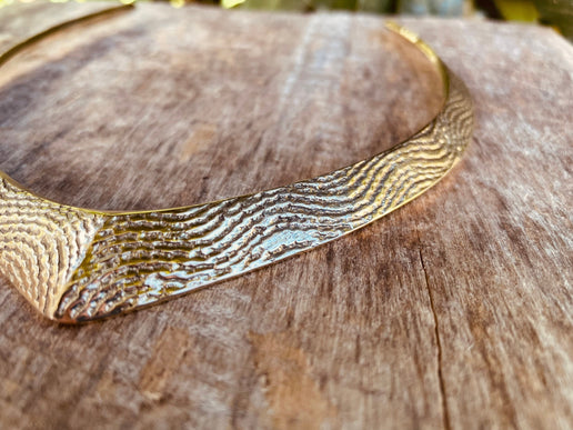 Golden Choker Ethnic Necklace / Rustic / Gypsy / Lightweight / Boho / Tribal / Hippie / Rustic / Vegan / Aztec