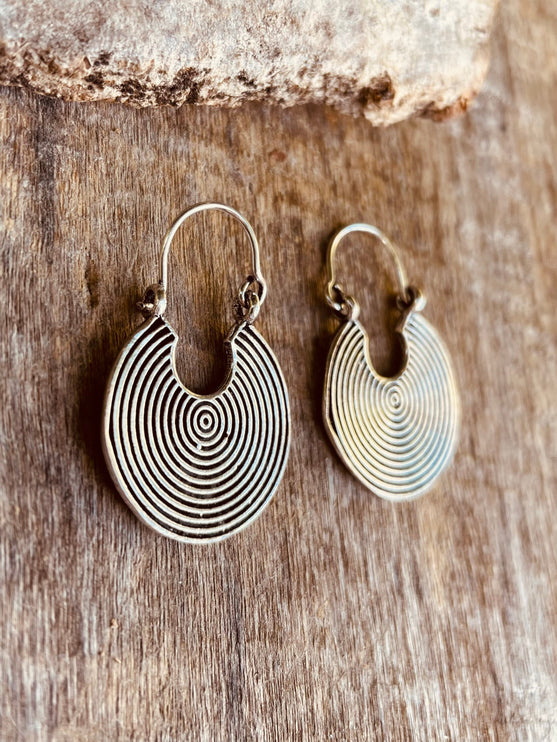 Small Boho Silver Ethnic Earrings; Tribal, Geometric, Small, Rustic, Yoga, Hippie, Gypsy, Pretty, Ssy, Boho, Bohemian, Festival