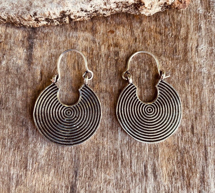 Small Boho Silver Ethnic Earrings; Tribal, Geometric, Small, Rustic, Yoga, Hippie, Gypsy, Pretty, Ssy, Boho, Bohemian, Festival