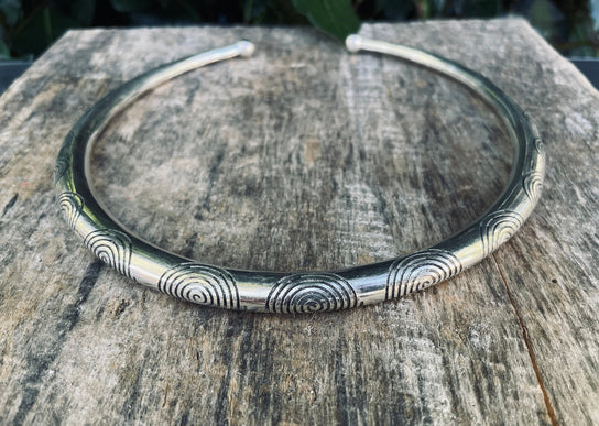 Ethnic Silver Choker Boho Necklace / Rustic / Gypsy / Lightweight / Boho / Tribal / Hippie / Rustic / Vegan / Aztec