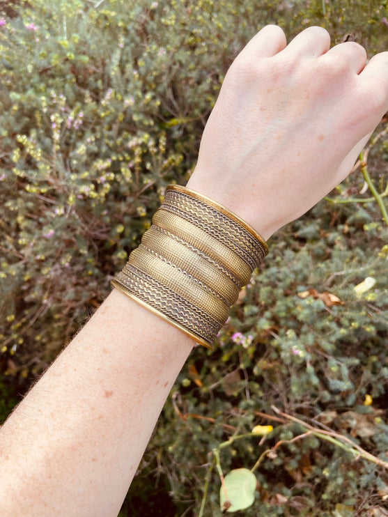 Large Cuff Gold Boho Bracelet / Tribal / Celtic / Berber / Ethnic jewelery / Steampunk / Burning Man / Gypsy / Jewellery / Adjustable