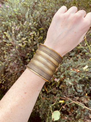 Large Cuff Gold Boho Bracelet / Tribal / Celtic / Berber / Ethnic jewelery / Steampunk / Burning Man / Gypsy / Jewellery / Adjustable