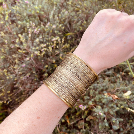 Large Cuff Gold Boho Bracelet / Tribal / Celtic / Berber / Ethnic jewelery / Steampunk / Burning Man / Gypsy / Jewellery / Adjustable