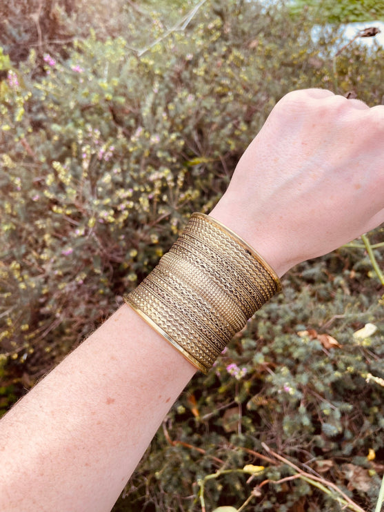 Large Cuff Gold Boho Bracelet / Tribal / Celtic / Berber / Ethnic jewelery / Steampunk / Burning Man / Gypsy / Jewellery / Adjustable