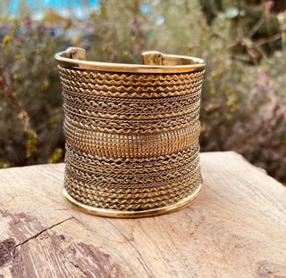 Large Cuff Gold Boho Bracelet / Tribal / Celtic / Berber / Ethnic jewelery / Steampunk / Burning Man / Gypsy / Jewellery / Adjustable