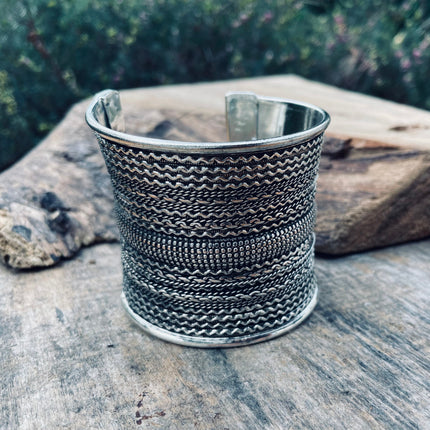 Large Cuff Silver Boho Bracelet / Tribal / Celtic / Berber / Ethnic jewelery / Steampunk / Burning Man / Gypsy / Jewellery / Adjustable