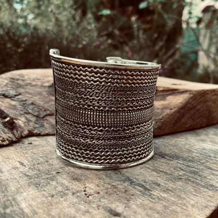 Large Cuff Silver Boho Bracelet / Tribal / Celtic / Berber / Ethnic jewelery / Steampunk / Burning Man / Gypsy / Jewellery / Adjustable