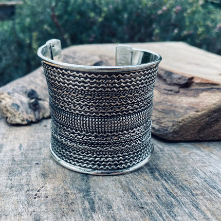 Large Cuff Silver Boho Bracelet / Tribal / Celtic / Berber / Ethnic jewelery / Steampunk / Burning Man / Gypsy / Jewellery / Adjustable