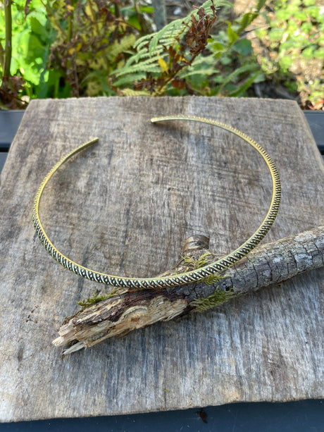 Ethnic Design Choker Brass Necklace / Rustic / Gypsy / Lightweight / Boho / Tribal / Hippie / Rustic / Vegan / Aztec