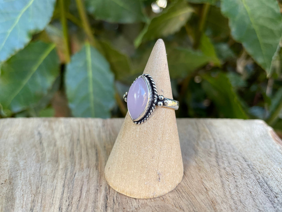 Rose Quartz Silver Ring / Crystal Healing / Boho / Ethnic / Rustic / Festival / Tribal / Blue / Hippie / Gypsy / Psy / Stone / Healing