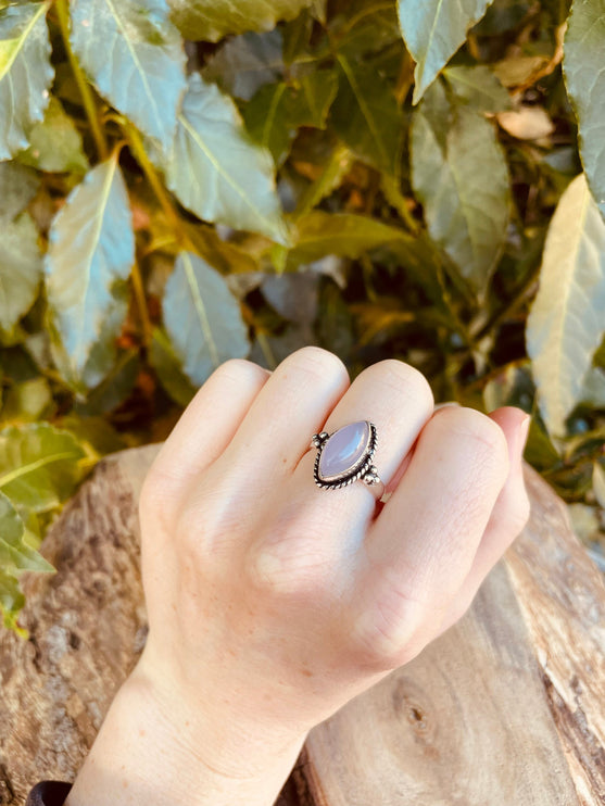 Rose Quartz Silver Ring / Crystal Healing / Boho / Ethnic / Rustic / Festival / Tribal / Blue / Hippie / Gypsy / Psy / Stone / Healing