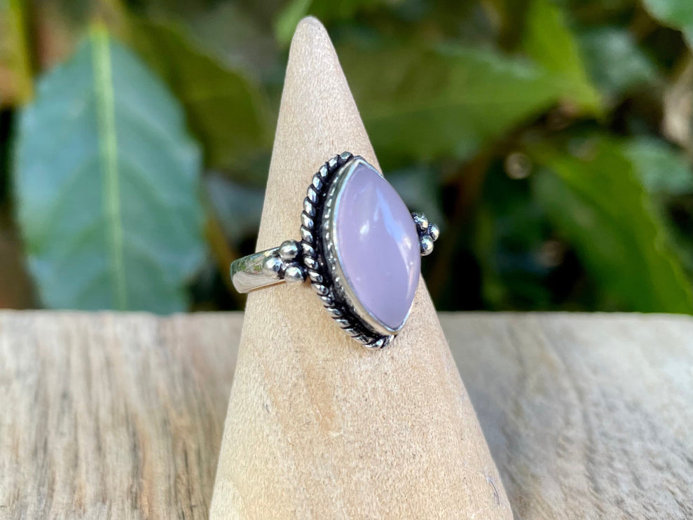 Rose Quartz Silver Ring / Crystal Healing / Boho / Ethnic / Rustic / Festival / Tribal / Blue / Hippie / Gypsy / Psy / Stone / Healing