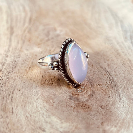 Rose Quartz Silver Ring / Crystal Healing / Boho / Ethnic / Rustic / Festival / Tribal / Blue / Hippie / Gypsy / Psy / Stone / Healing