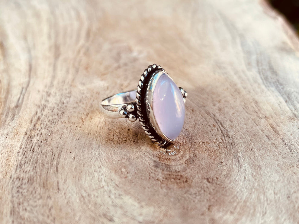 Rose Quartz Silver Ring / Crystal Healing / Boho / Ethnic / Rustic / Festival / Tribal / Blue / Hippie / Gypsy / Psy / Stone / Healing