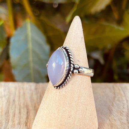 Rose Quartz Silver Ring / Crystal Healing / Boho / Ethnic / Rustic / Festival / Tribal / Blue / Hippie / Gypsy / Psy / Stone / Healing