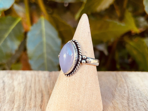 Rose Quartz Silver Ring / Crystal Healing / Boho / Ethnic / Rustic / Festival / Tribal / Blue / Hippie / Gypsy / Psy / Stone / Healing