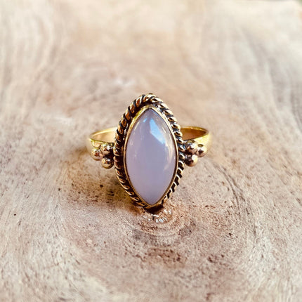 Rose Quartz Gold Ring / Crystal Healing / Boho / Ethnic / Rustic / Festival / Tribal / Blue / Hippie / Gypsy / Psy / Stone / Healing