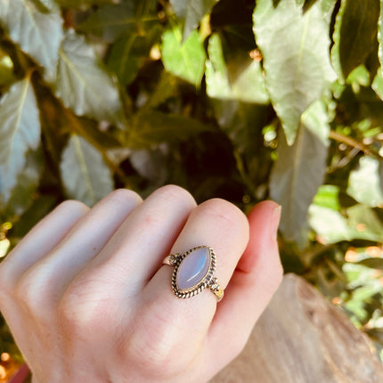 Rose Quartz Gold Ring / Crystal Healing / Boho / Ethnic / Rustic / Festival / Tribal / Blue / Hippie / Gypsy / Psy / Stone / Healing