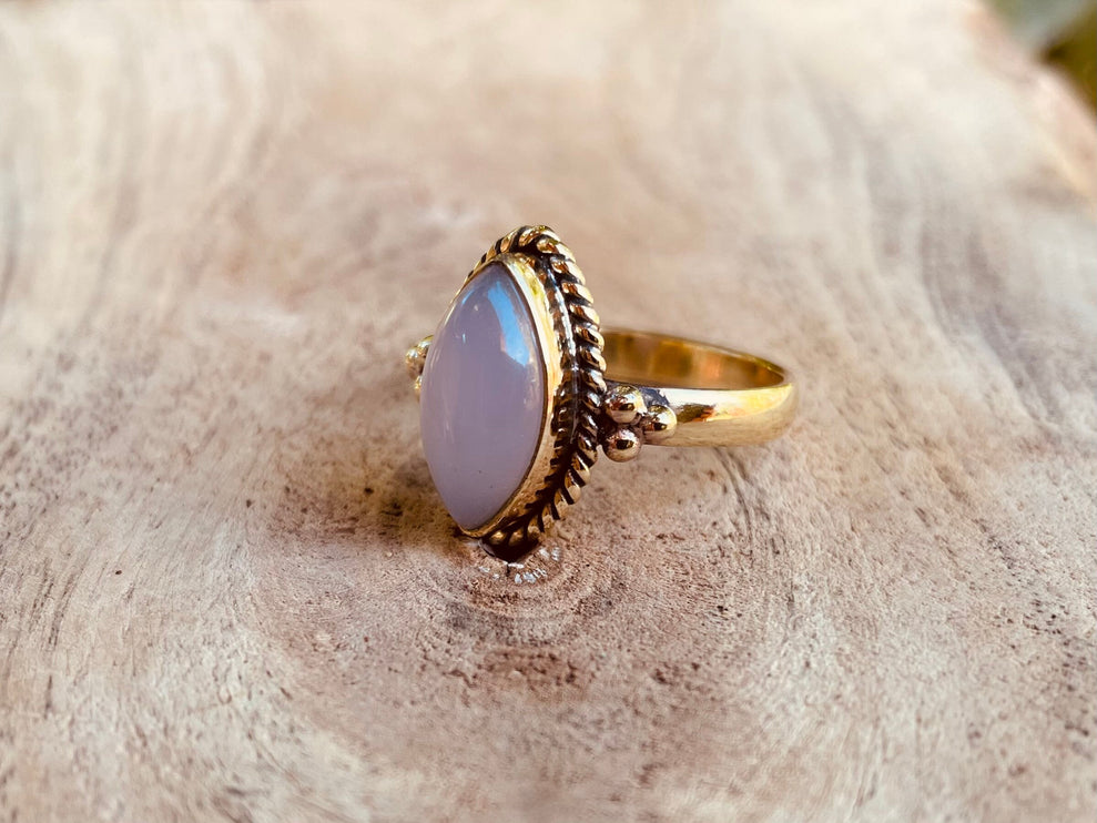 Rose Quartz Gold Ring / Crystal Healing / Boho / Ethnic / Rustic / Festival / Tribal / Blue / Hippie / Gypsy / Psy / Stone / Healing