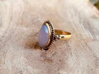 Rose Quartz Gold Ring / Crystal Healing / Boho / Ethnic / Rustic / Festival / Tribal / Blue / Hippie / Gypsy / Psy / Stone / Healing