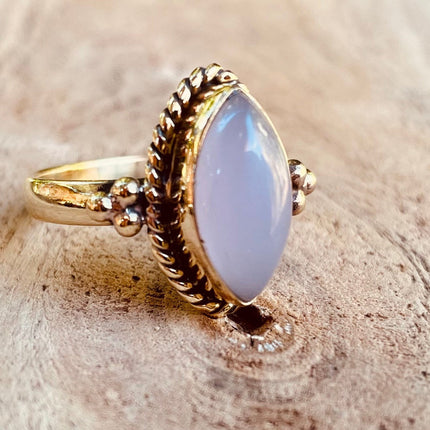 Rose Quartz Gold Ring / Crystal Healing / Boho / Ethnic / Rustic / Festival / Tribal / Blue / Hippie / Gypsy / Psy / Stone / Healing