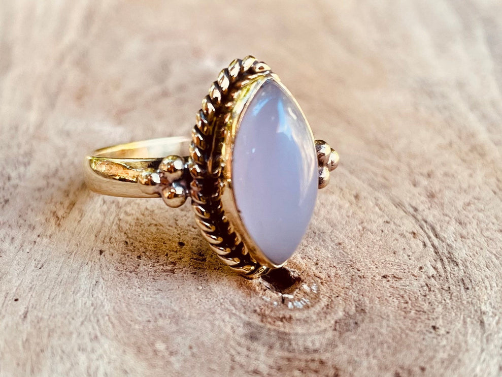 Rose Quartz Gold Ring / Crystal Healing / Boho / Ethnic / Rustic / Festival / Tribal / Blue / Hippie / Gypsy / Psy / Stone / Healing